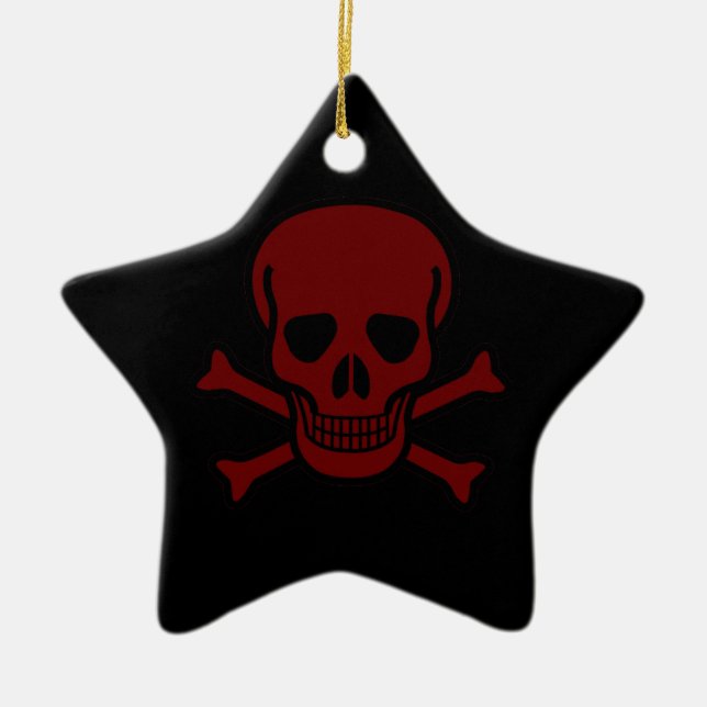 Skull and Bones Ceramic Tree Decoration (Front)