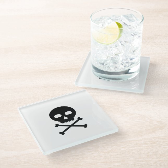 Skull and Bones Glass Coaster (Angled)