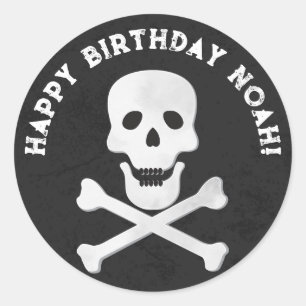 Skull and Bones Halloween Birthday Party Sticker