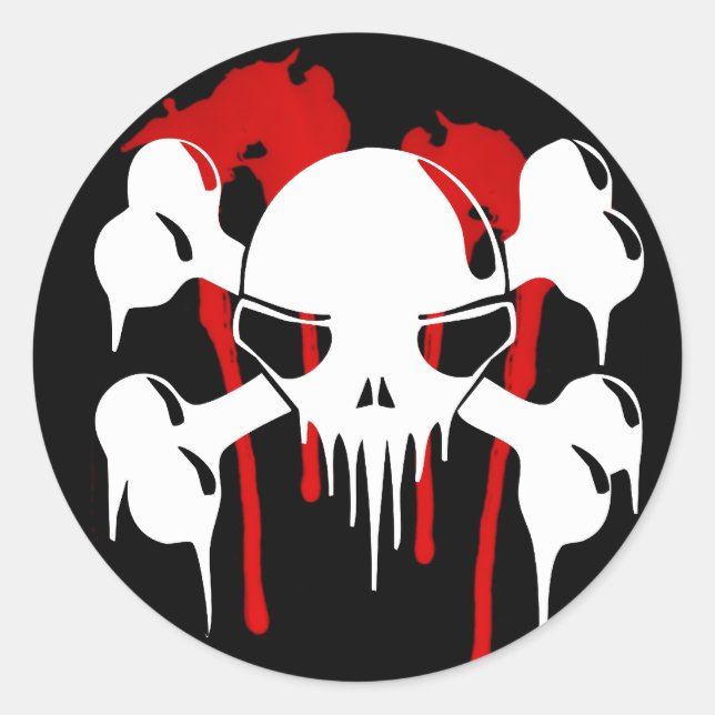 skull and bones halloween celabrations classic round sticker (Front)