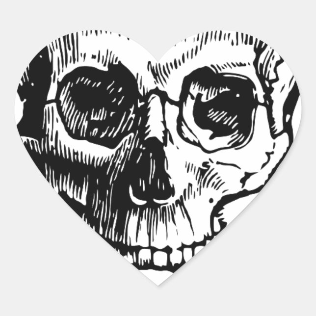 Skull and Bones Heart Sticker (Front)