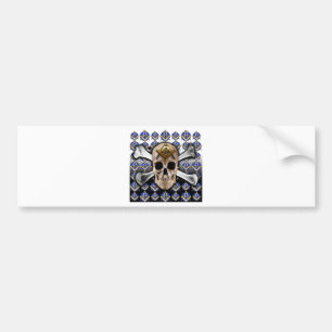 Skull and Bones Square & Compass Black & White Bumper Sticker