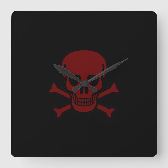 Skull and Bones Square Wall Clock (Front)