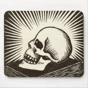 Skull and Book Mouse Pad