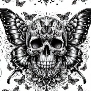 Skull and Butterflies Decoupage Paper