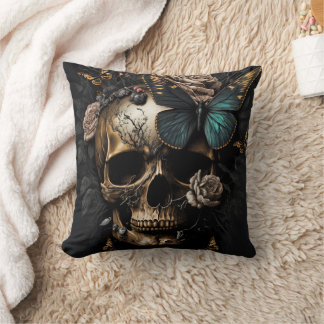 Skull and Butterfly Design Cushion