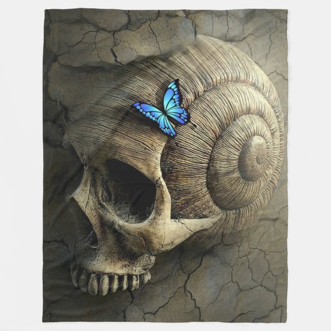 Skull and Butterfly Fleece Blanket (Front)