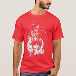Skull and Candles Skeleton Head Gothic Occult T-Sh T-Shirt