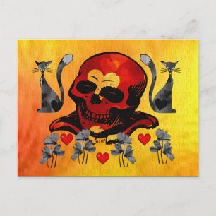 Skull and Cats Postcard