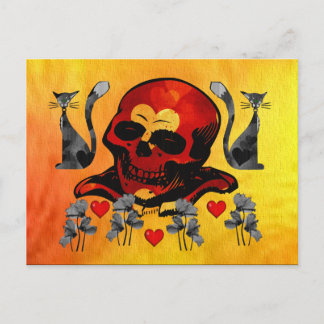 Skull and Cats Postcard