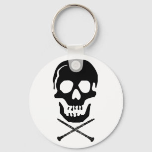 Skull and clarinets - Black on white Key Ring