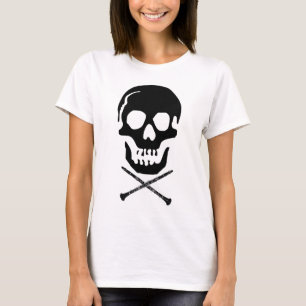 Skull and clarinets - Black on white T-Shirt
