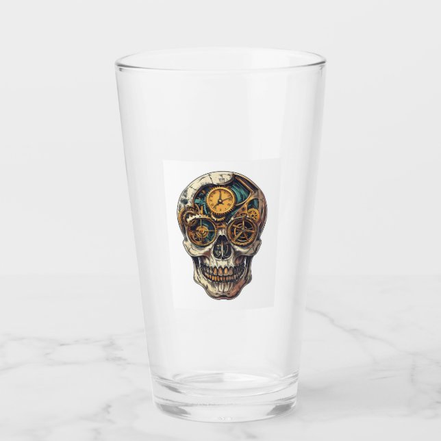 Skull and Clock Timekeeper Glass (Front)