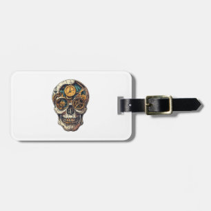 Skull and Clock Timekeeper Luggage Tag