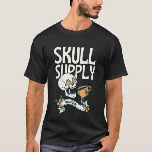Skull and Coffee Cup Illustration T-Shirt