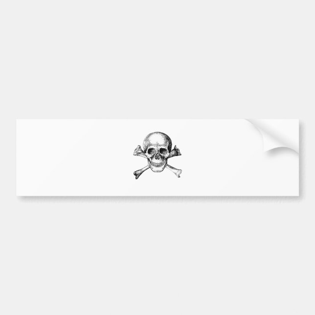 Skull and Cross Bones - Grey Bumper Sticker (Front)