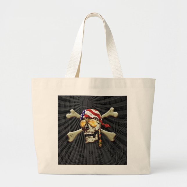Skull and Cross Bones Large Tote Bag (Front)