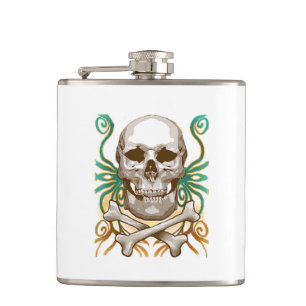 Skull and Cross Bones Vinyl Wrapped Flask