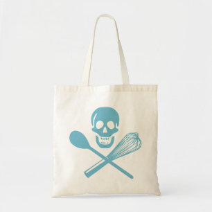 Skull and Cross Whisk Cornflour Blue Tote Bag