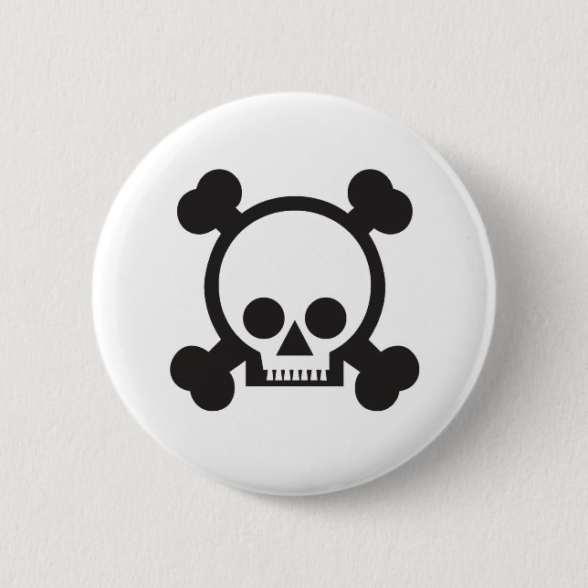 skull and crossbones 2 6 cm round badge (Front)