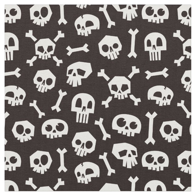 Skull and Crossbones Black and White Fabric (Close Up)