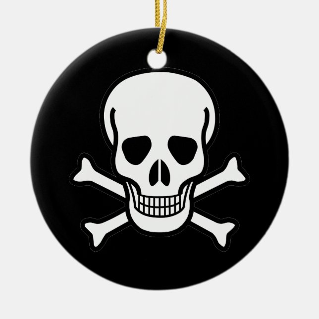 Skull and Crossbones Ceramic Tree Decoration (Front)