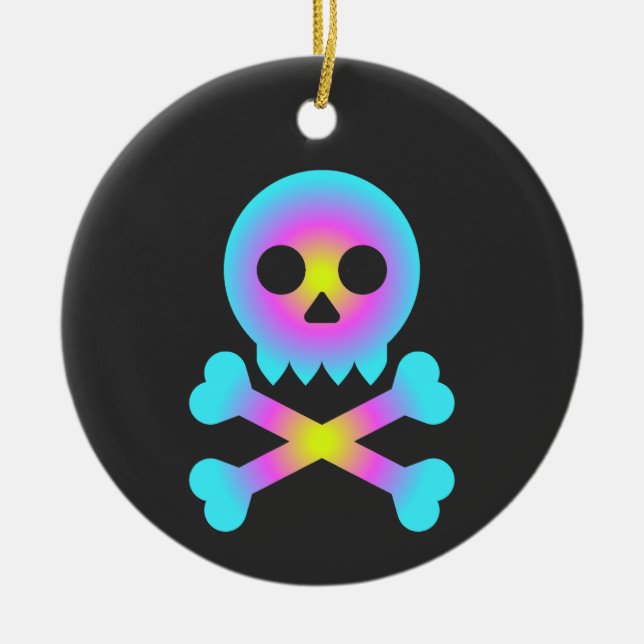 Skull and Crossbones Ceramic Tree Decoration (Front)