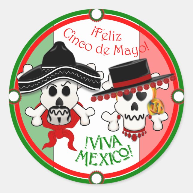 Skull and Crossbones Cinco de Mayo sticker (Front)