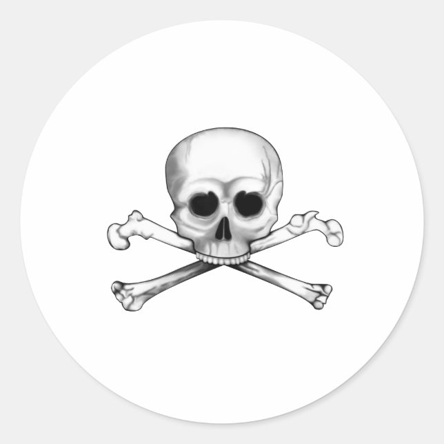 Skull and Crossbones Classic Round Sticker (Front)