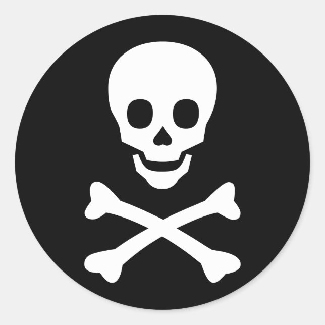 Skull and Crossbones Classic Round Sticker (Front)