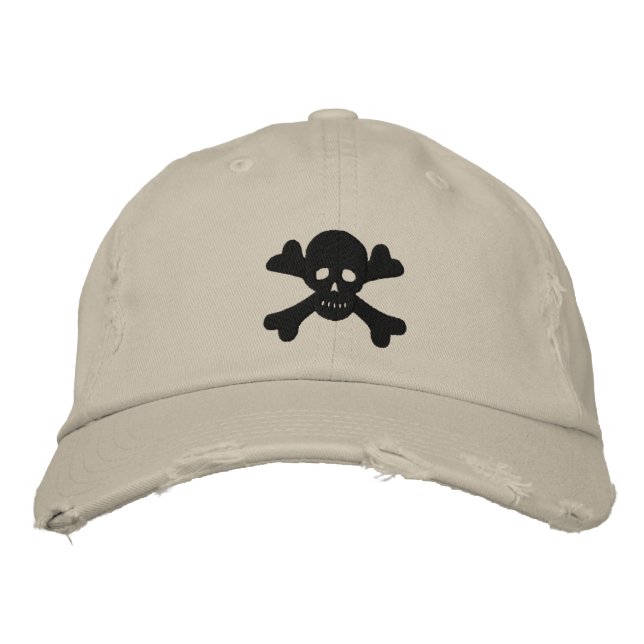 Skull and Crossbones Embroidered Hat (Front)