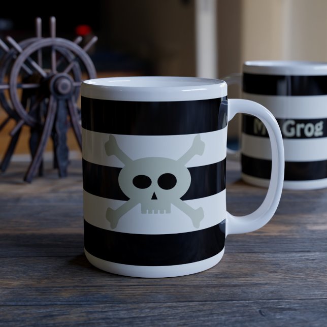 Skull and Crossbones Funny Pirate Giant Coffee Mug (Let's set sail to caffeinated bliss!)