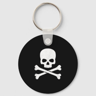 Skull and crossbones ghost pirate jolly roger key ring