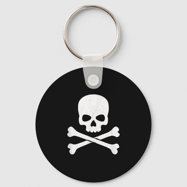 Skull and crossbones ghost pirate jolly roger key ring (Front)