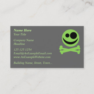 Skull and Crossbones. Green and Black. Business Card