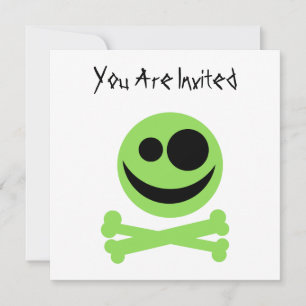 Skull and Crossbones. Green and Black. Invitation