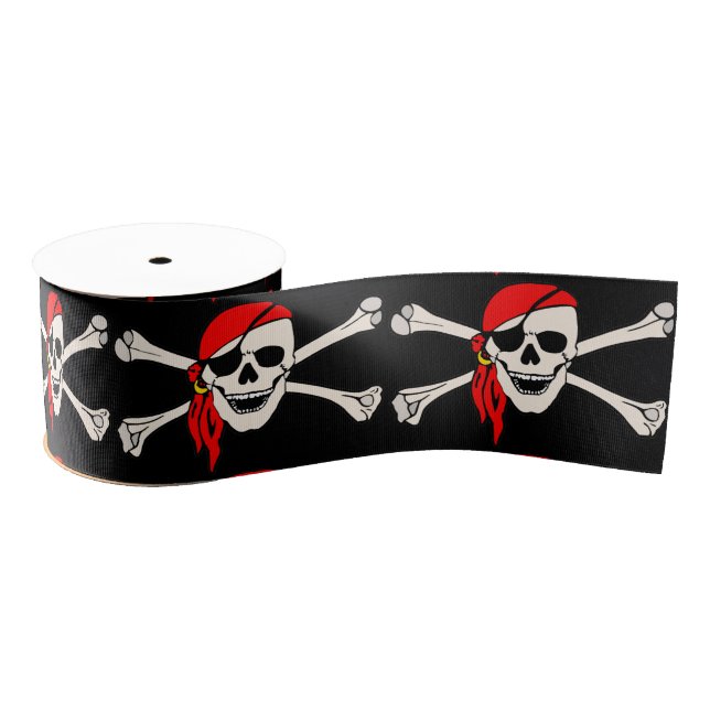 Skull and Crossbones Grosgrain Ribbon (Spool)