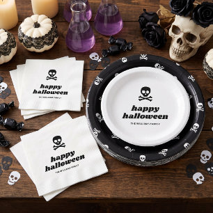 Skull and Crossbones Halloween Party Paper Plate