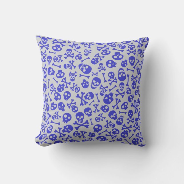 Skull and Crossbones Halloween Seamless Pattern Cushion (Front)