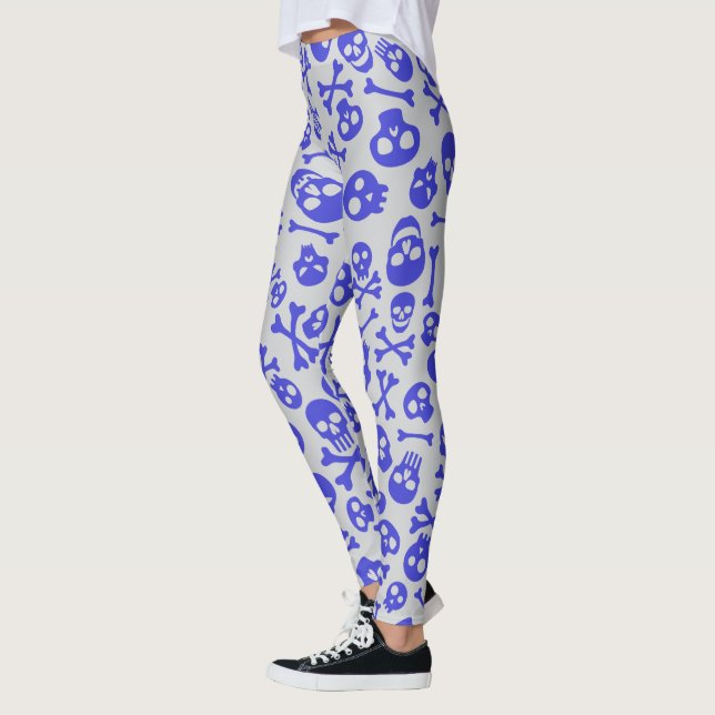Skull and Crossbones Halloween Seamless Pattern Leggings (Left)