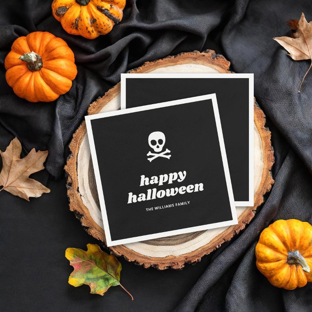 Skull and Crossbones Happy Halloween Party Napkin (Creator Uploaded)