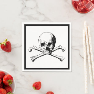 Skull and Crossbones Jolly Roger Cocktail Napkin