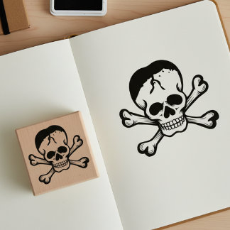 Skull and Crossbones Jolly Roger Wooden Art Stamp