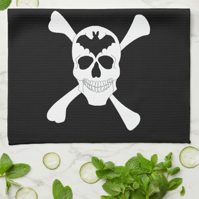 Skull And Crossbones Kitchen Towel (Folded)