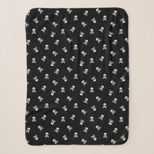 Skull and Crossbones Modern Halloween Sherpa Blanket