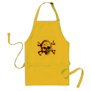 SKULL AND CROSSBONES NEON YELLOW STANDARD APRON