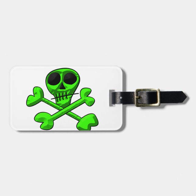 Skull and Crossbones Pattern Luggage Tag (Front Horizontal)