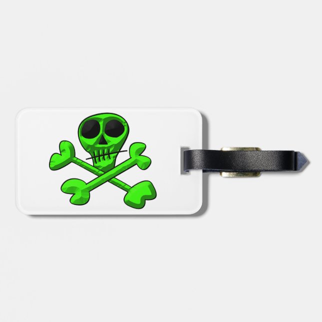 Skull and Crossbones Pattern Luggage Tag (Back Horizontal)