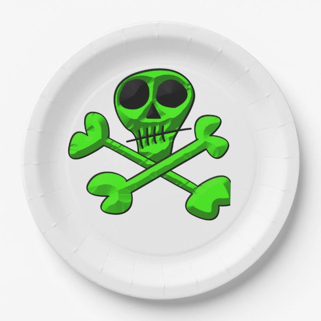 Skull and Crossbones Pattern Paper Plate (Front)