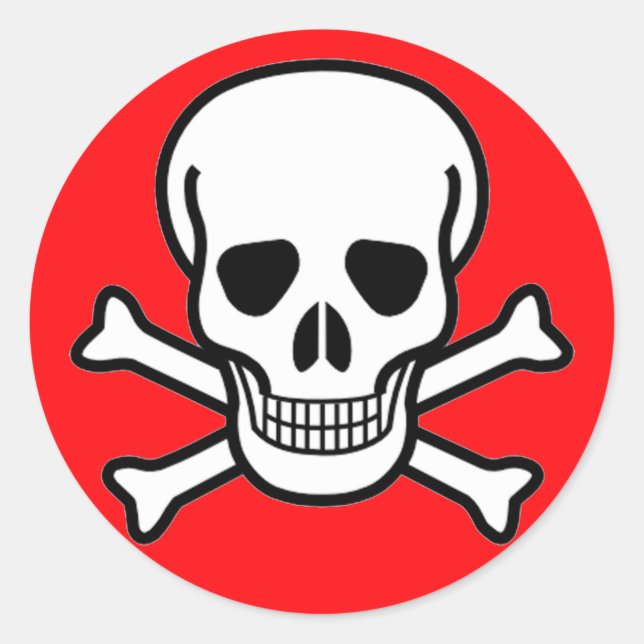Skull and Crossbones Pirate Classic Round Sticker (Front)